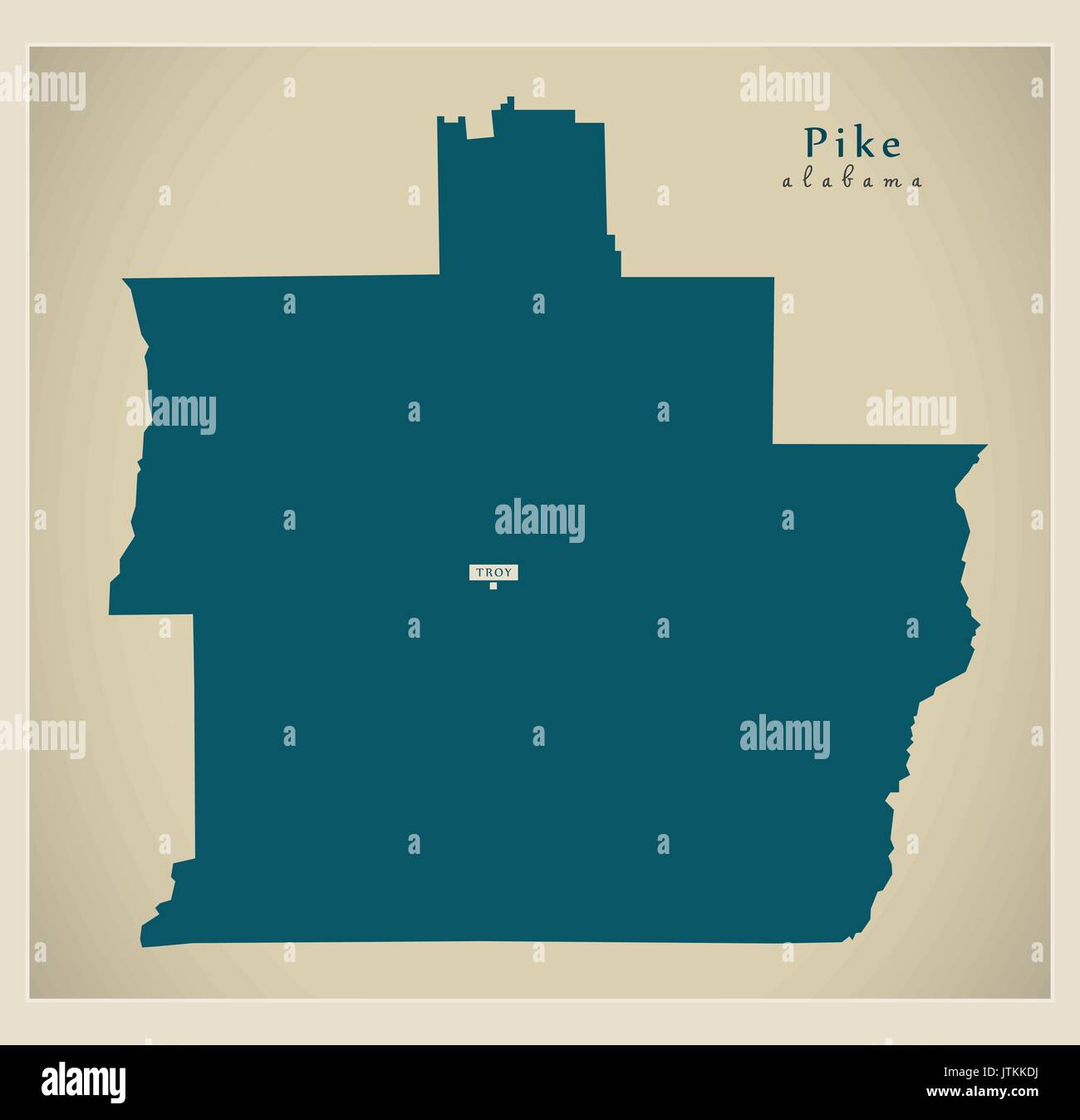 Mappa moderno - Pike Alabama county USA illustrazione Illustrazione Vettoriale