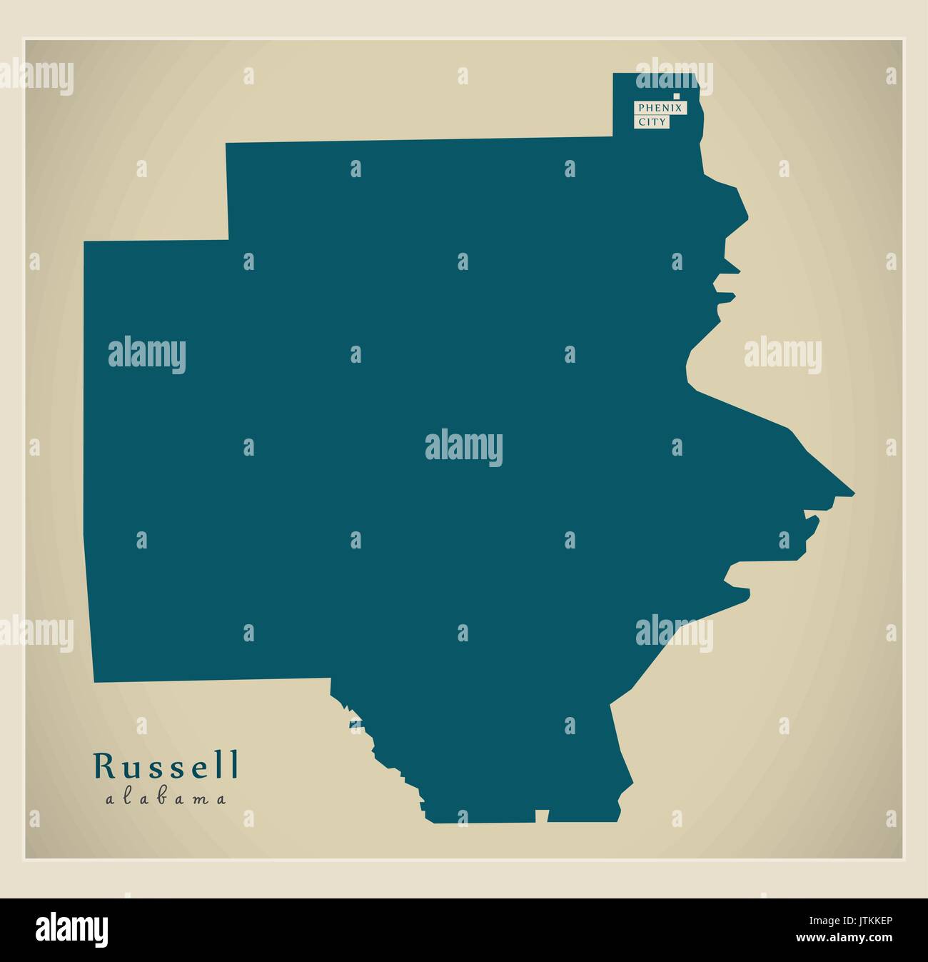 Mappa moderno - Russell Alabama county USA illustrazione Illustrazione Vettoriale