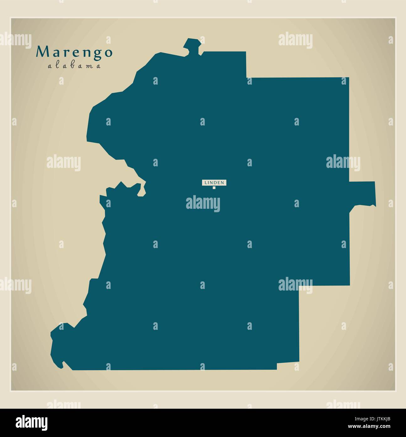 Mappa moderno - Marengo Alabama county USA illustrazione Illustrazione Vettoriale