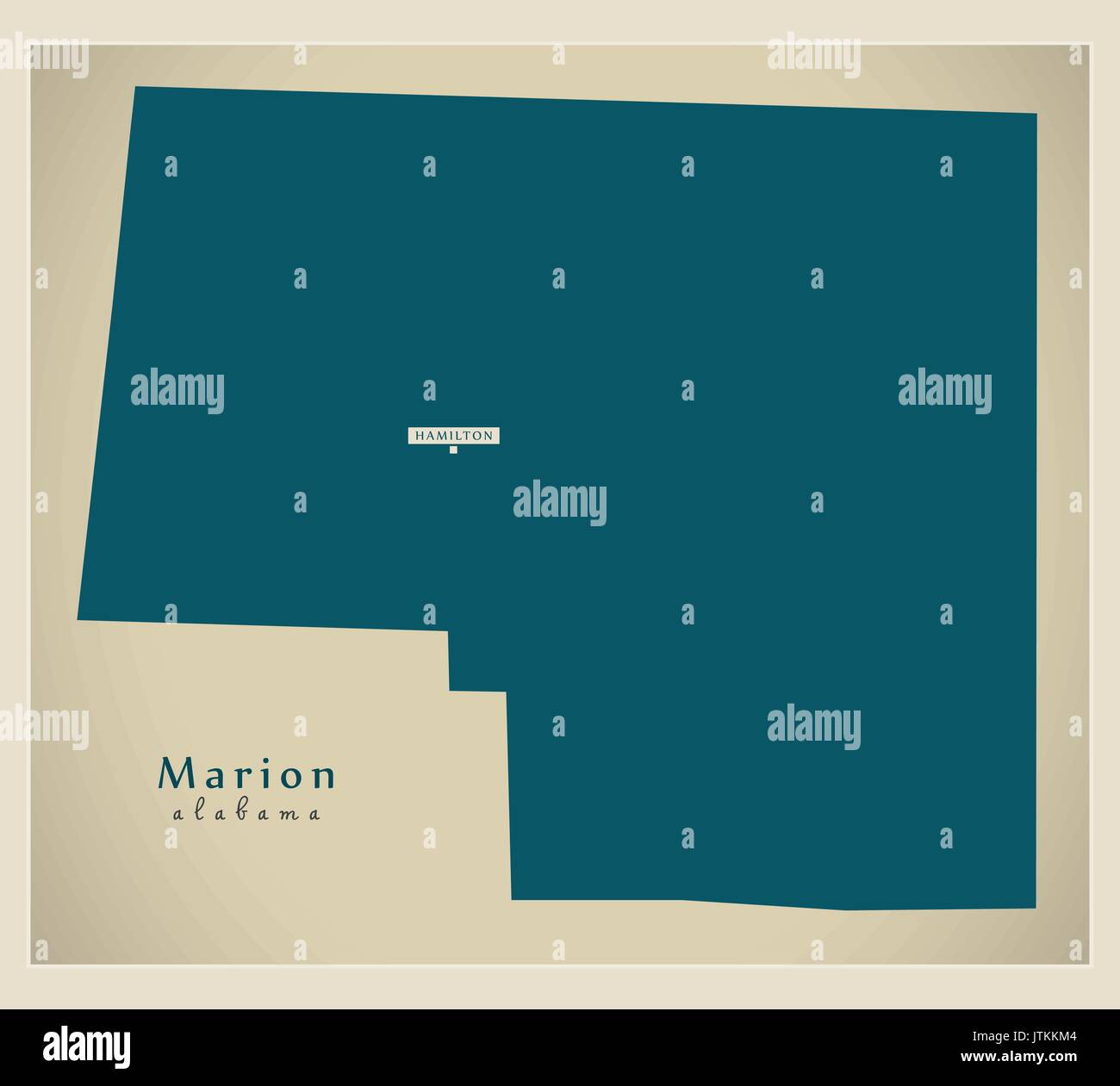 Mappa moderno - Marion Alabama county USA illustrazione Illustrazione Vettoriale