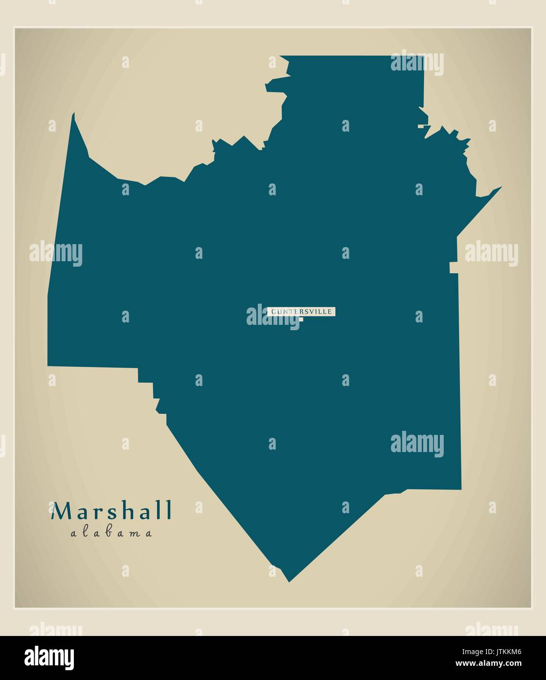 Mappa moderno - Marshall Alabama county USA illustrazione Illustrazione Vettoriale
