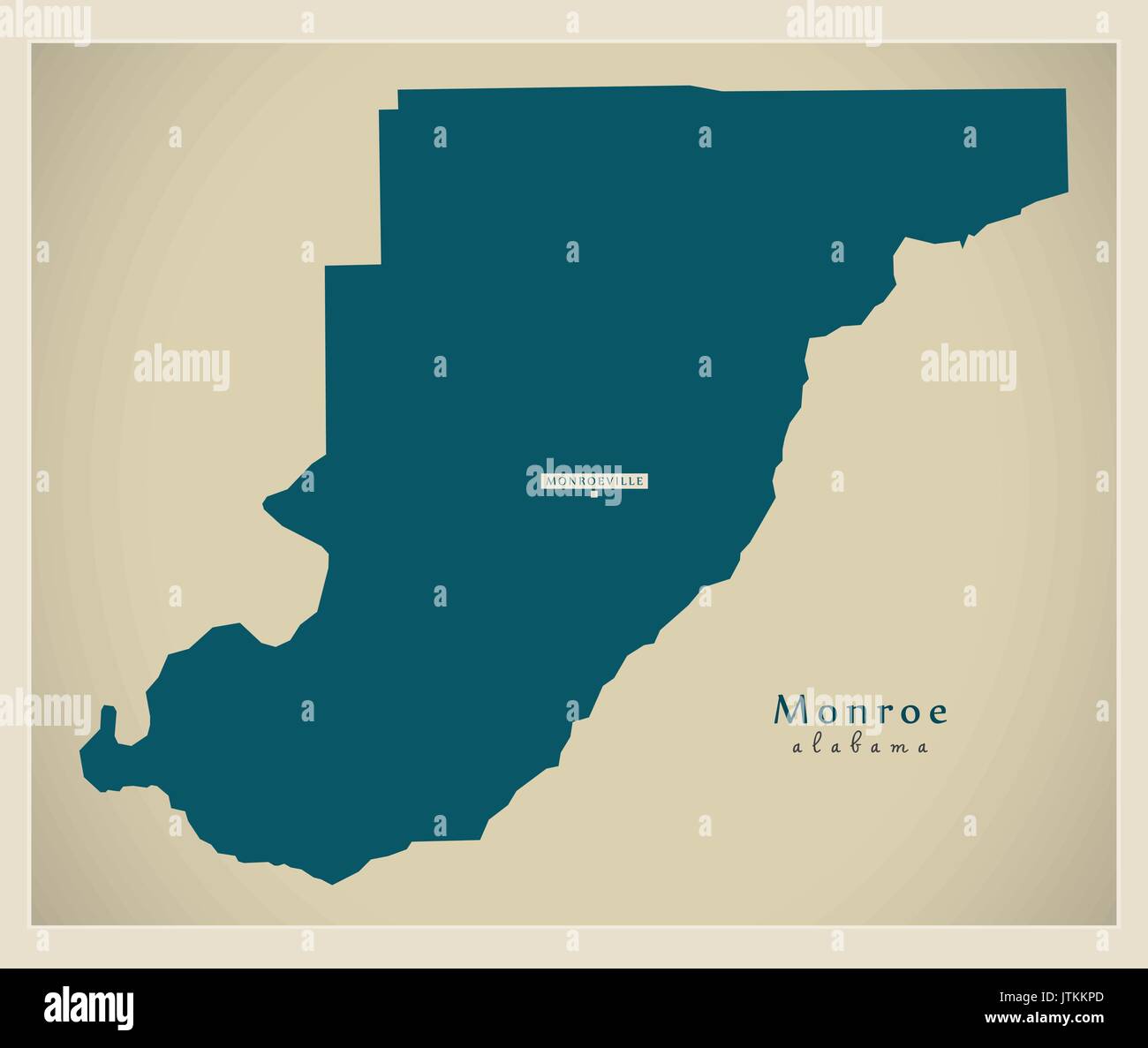Mappa moderno - Alabama Monroe county USA illustrazione Illustrazione Vettoriale