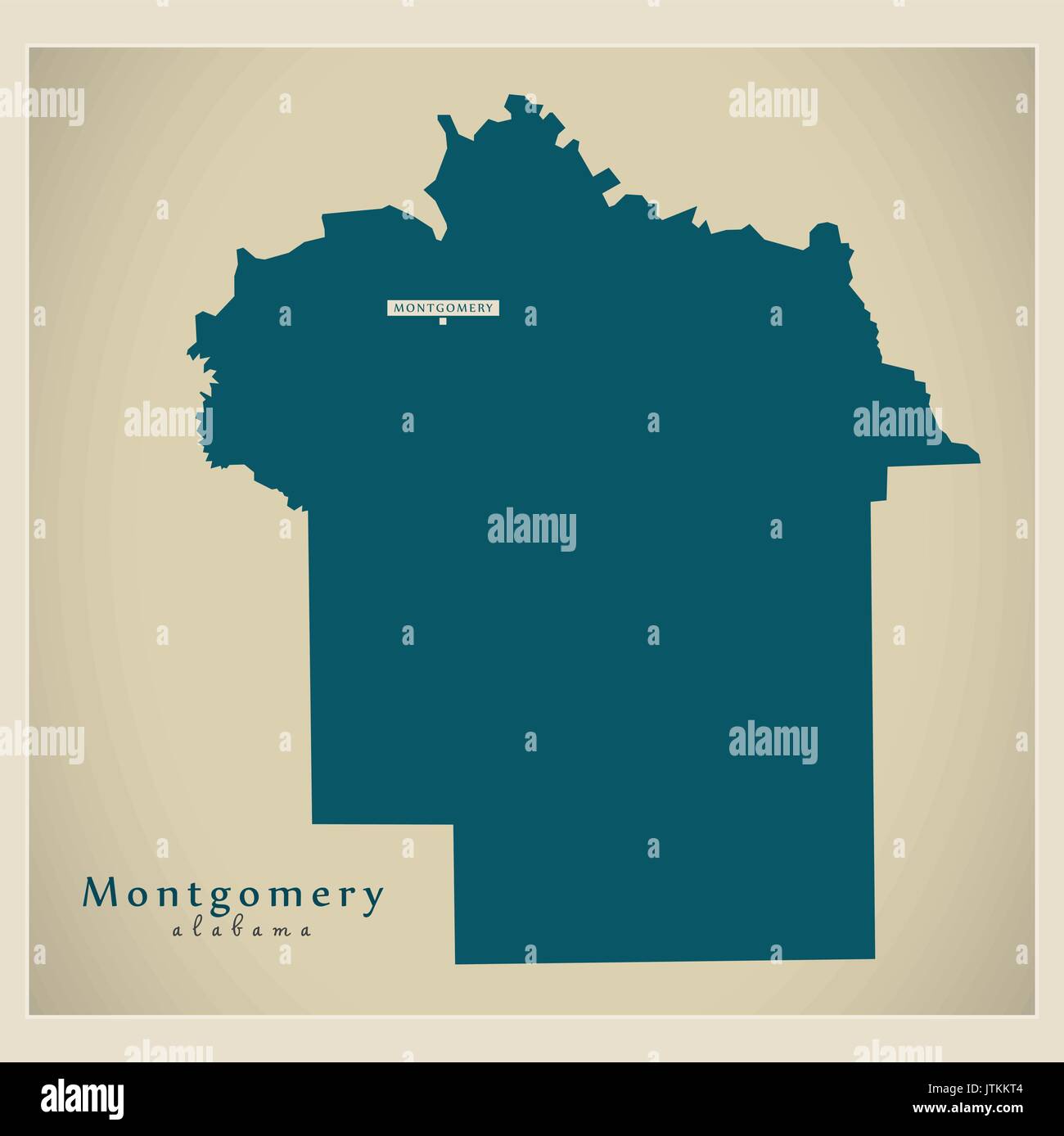 Mappa moderno - Alabama Montgomery County USA illustrazione Illustrazione Vettoriale