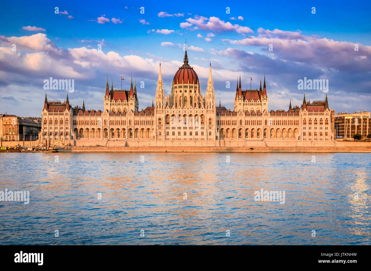 Budapest, Ungheria - Parlamento, orszaghaz e Danubio. sede dell'Assemblea nazionale della magyar paese. Foto Stock