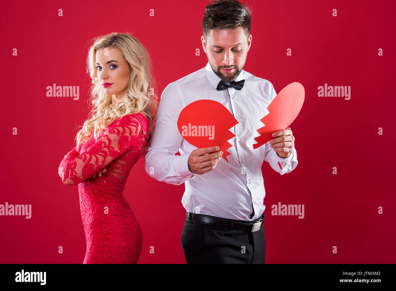 Donna con cuore spezzato Foto Stock