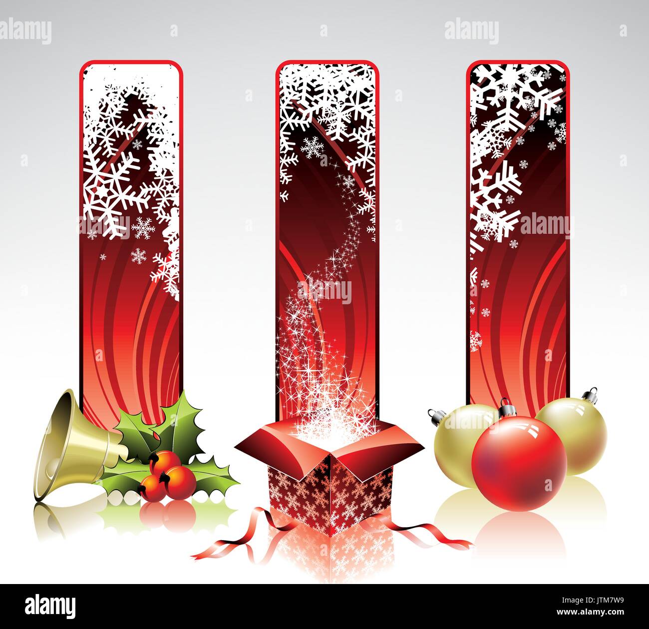Vettore illustrazione di Natale con tre banner verticale. Illustrazione Vettoriale