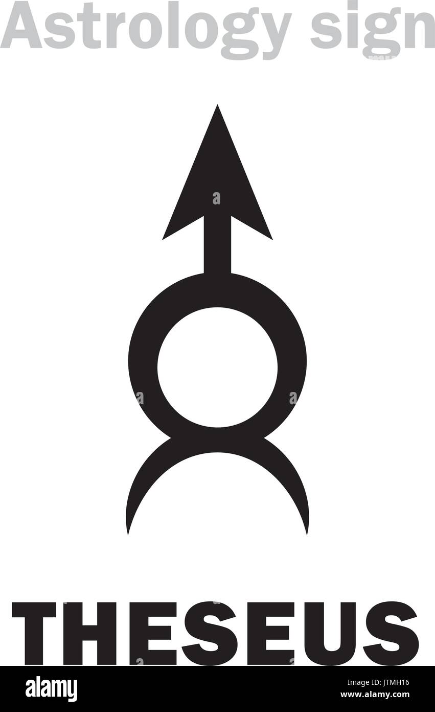 Alfabeto astrologia: Teseo, asteroide. Caratteri geroglifici segno (simbolo unico). Illustrazione Vettoriale