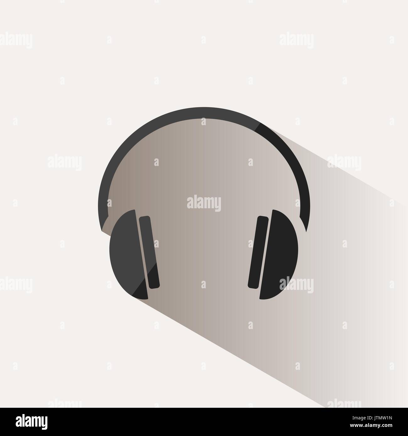 Icona delle cuffie su un sfondo beige con ombra Illustrazione Vettoriale