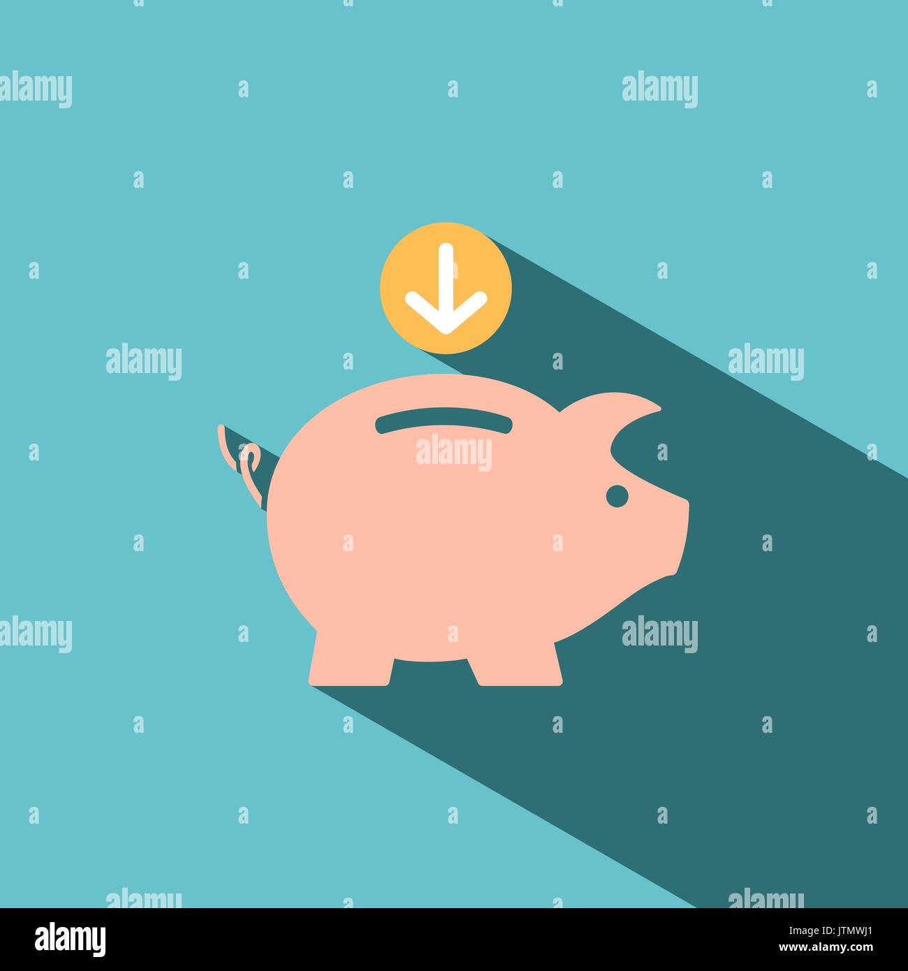 Salvadanaio icona sullo sfondo blu Illustrazione Vettoriale