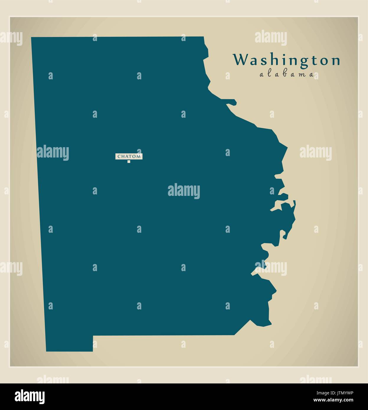 Mappa moderno - Washington Alabama county USA illustrazione Illustrazione Vettoriale