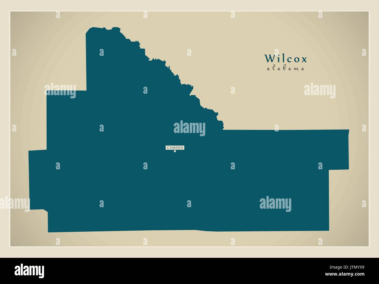 Mappa moderno - Wilcox Alabama county USA illustrazione Illustrazione Vettoriale