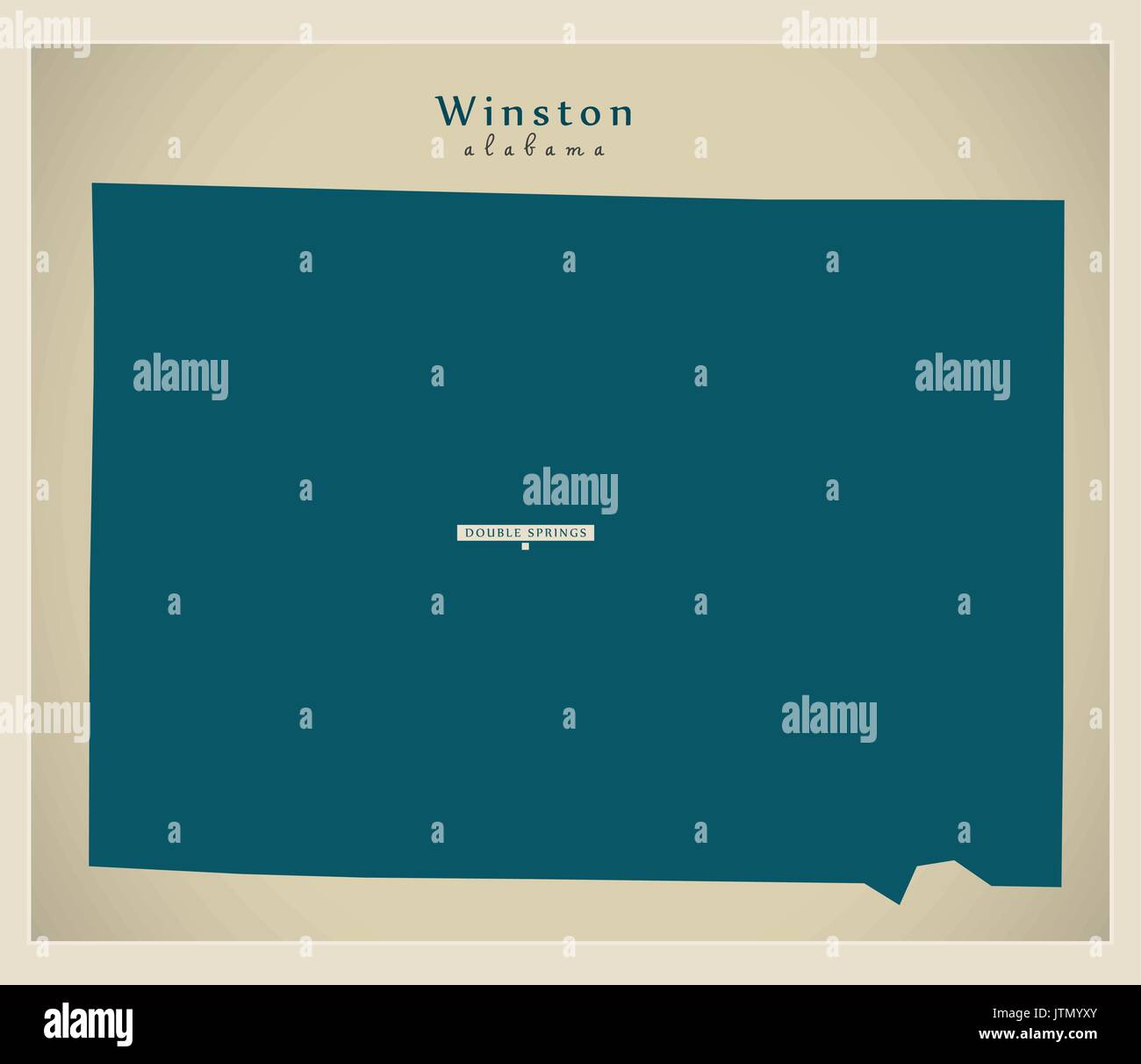 Mappa moderno - Winston Alabama county USA illustrazione Illustrazione Vettoriale