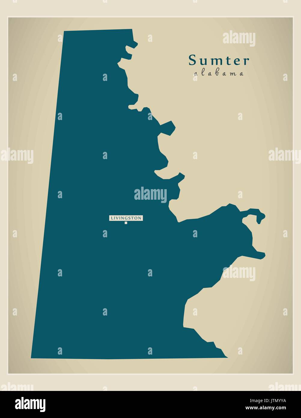 Mappa moderno - Alabama Sumter County USA illustrazione Illustrazione Vettoriale