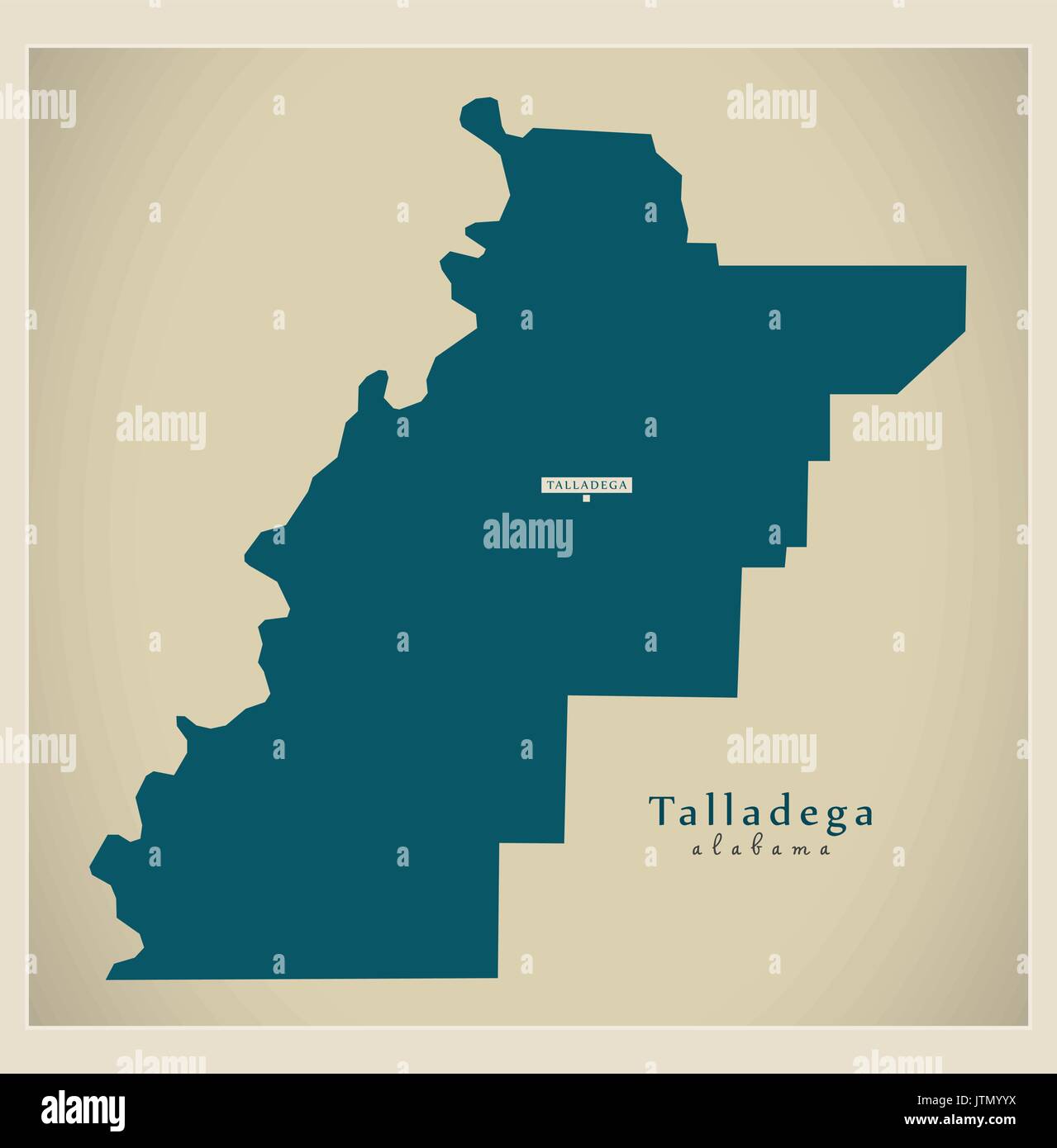 Mappa moderno - Talladega Alabama county USA illustrazione Illustrazione Vettoriale