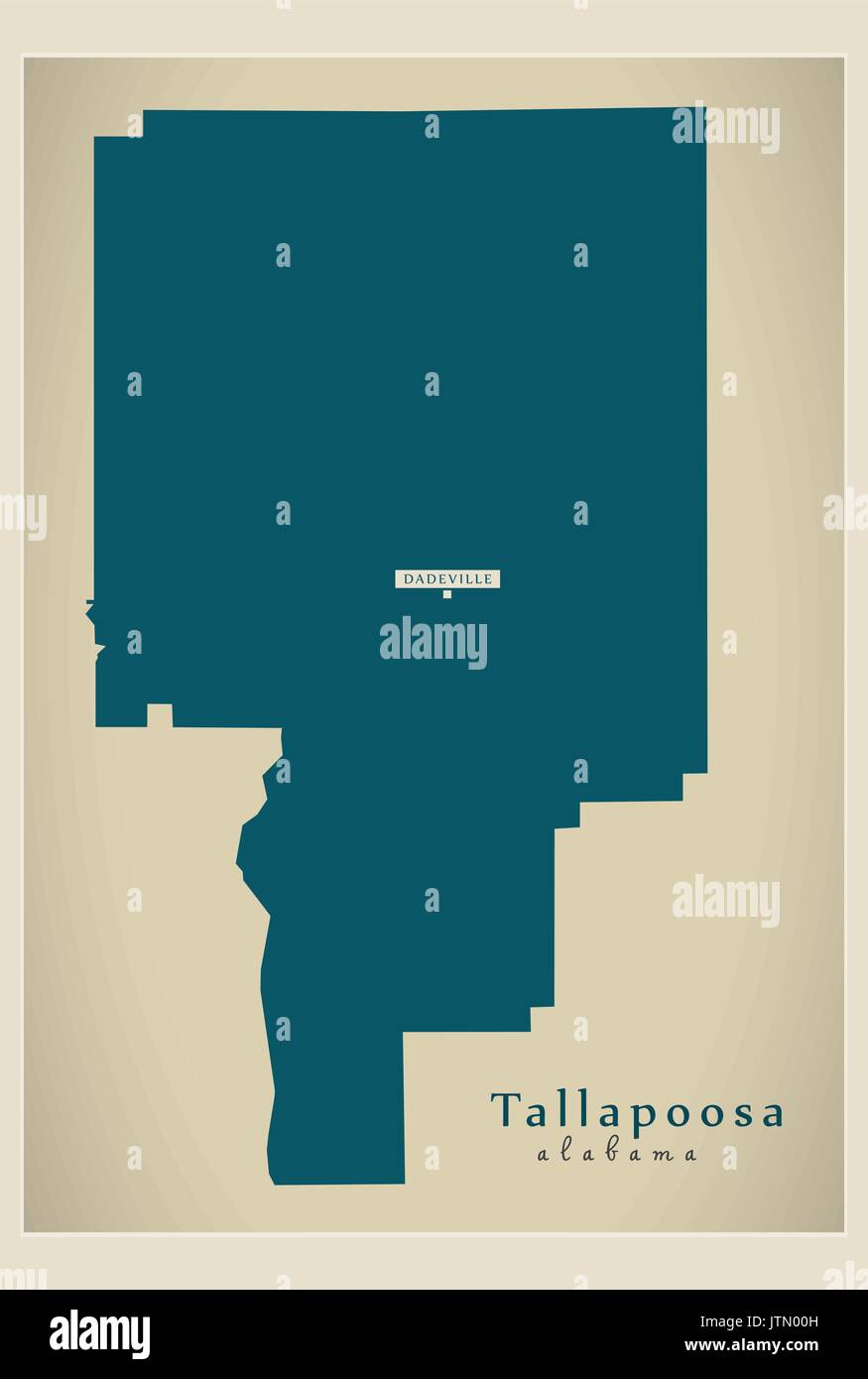Mappa moderno - Alabama Tallapoosa county USA illustrazione Illustrazione Vettoriale