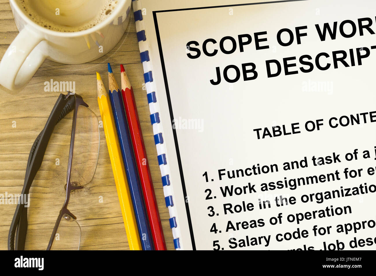 Descrizione del lavoro e rscope del lavoro - molti impieghi nel settore HR Foto Stock