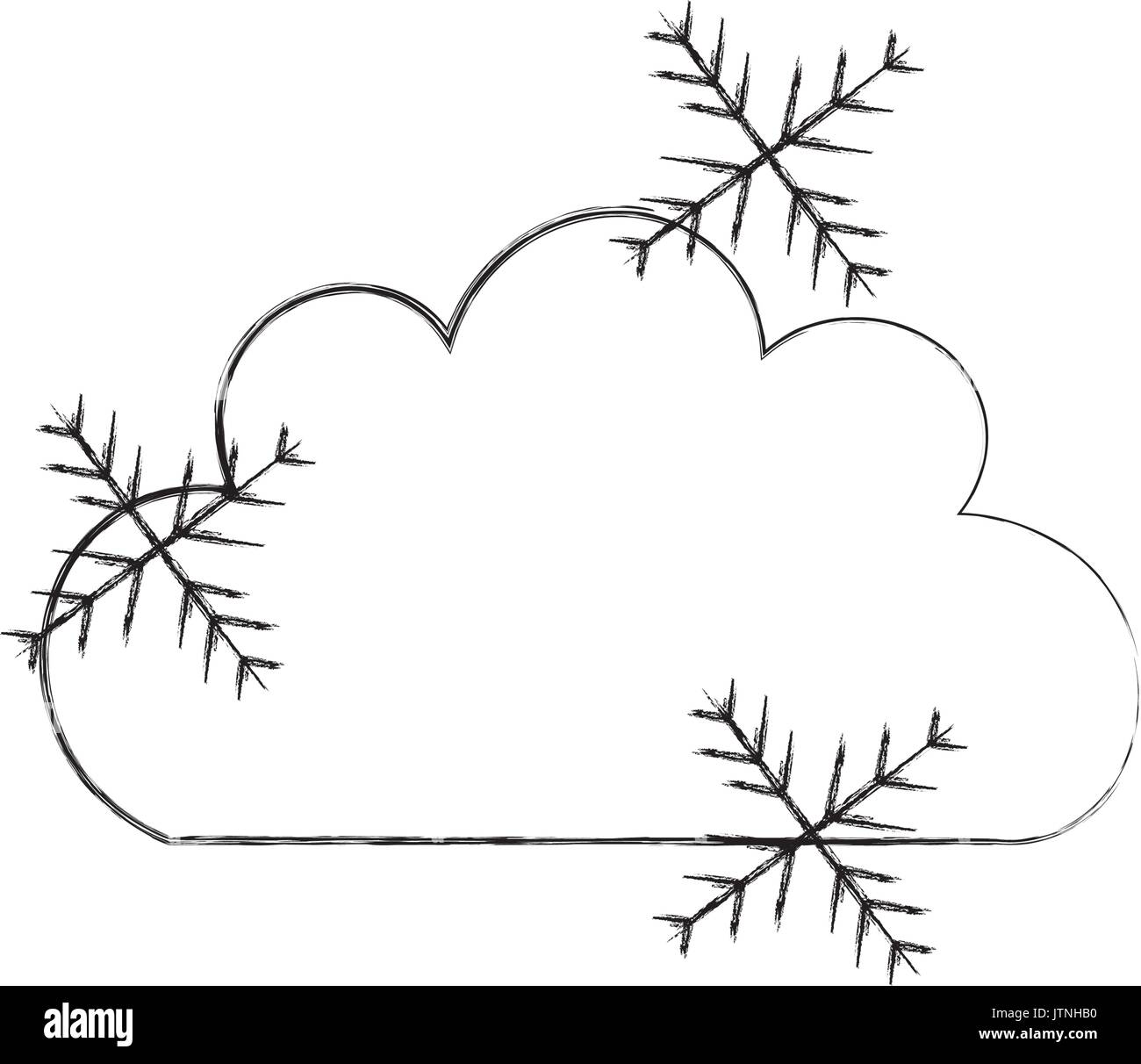 Bella nuvola di fantasia con i fiocchi di neve Illustrazione Vettoriale