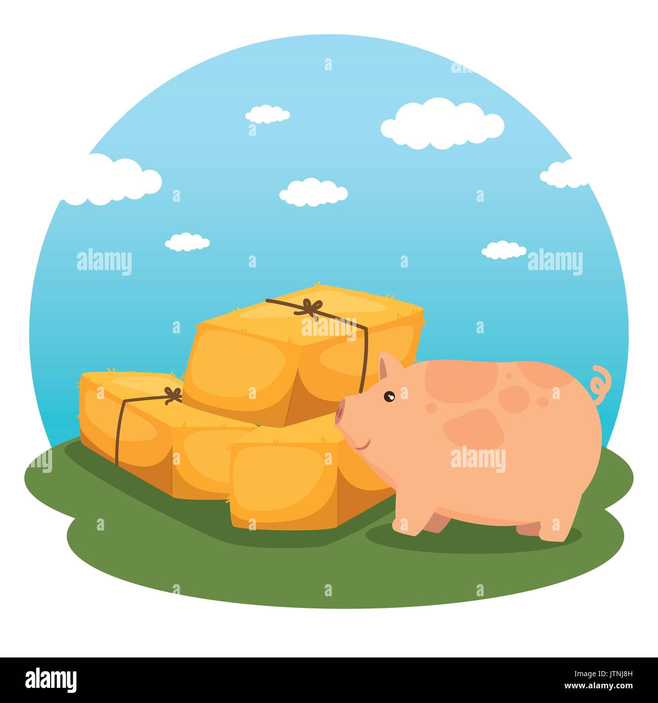 Agricoltura Agricoltura e balle di fieno icona Illustrazione Vettoriale