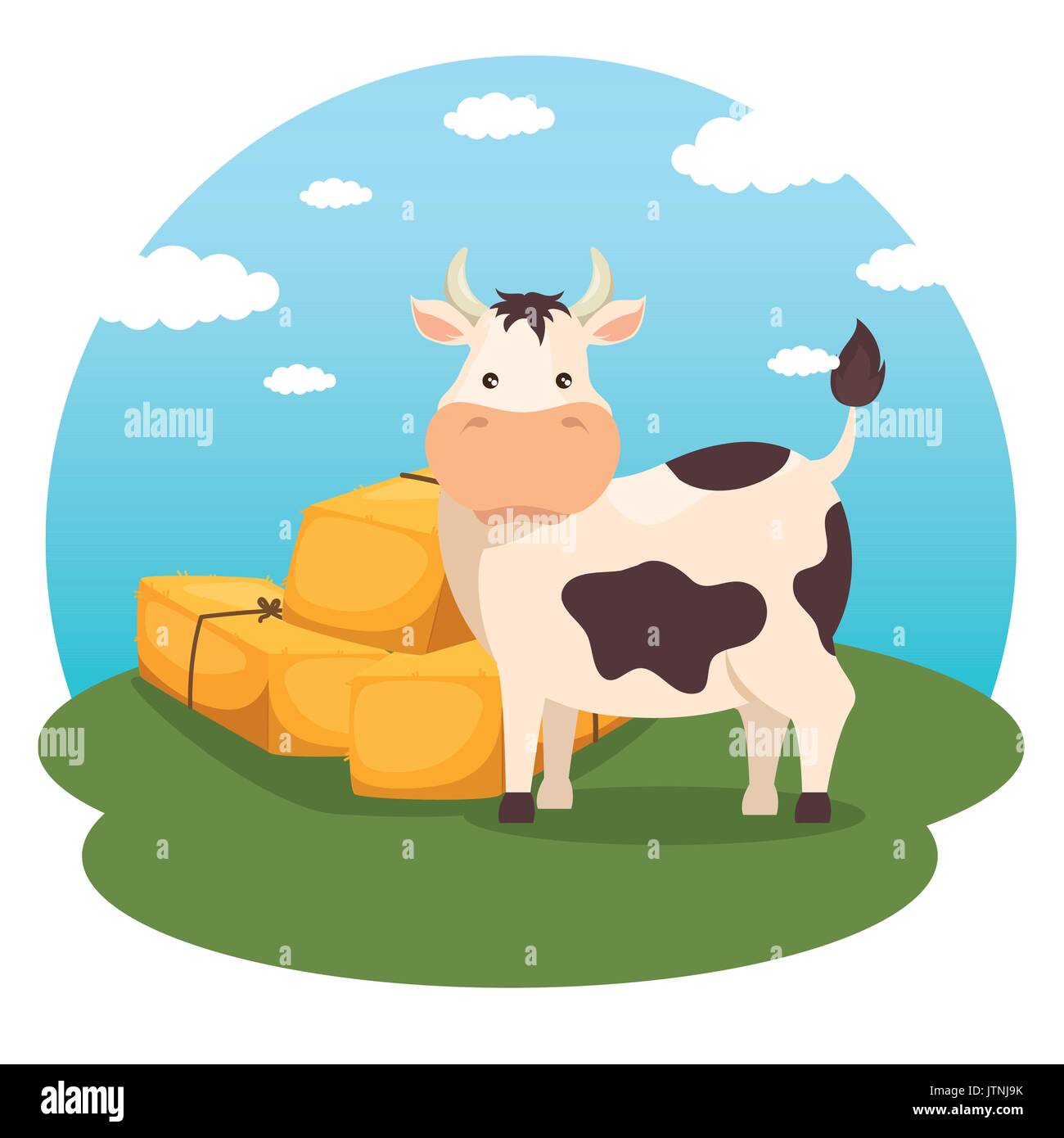 Agricoltura Agricoltura e balle di fieno icona Illustrazione Vettoriale