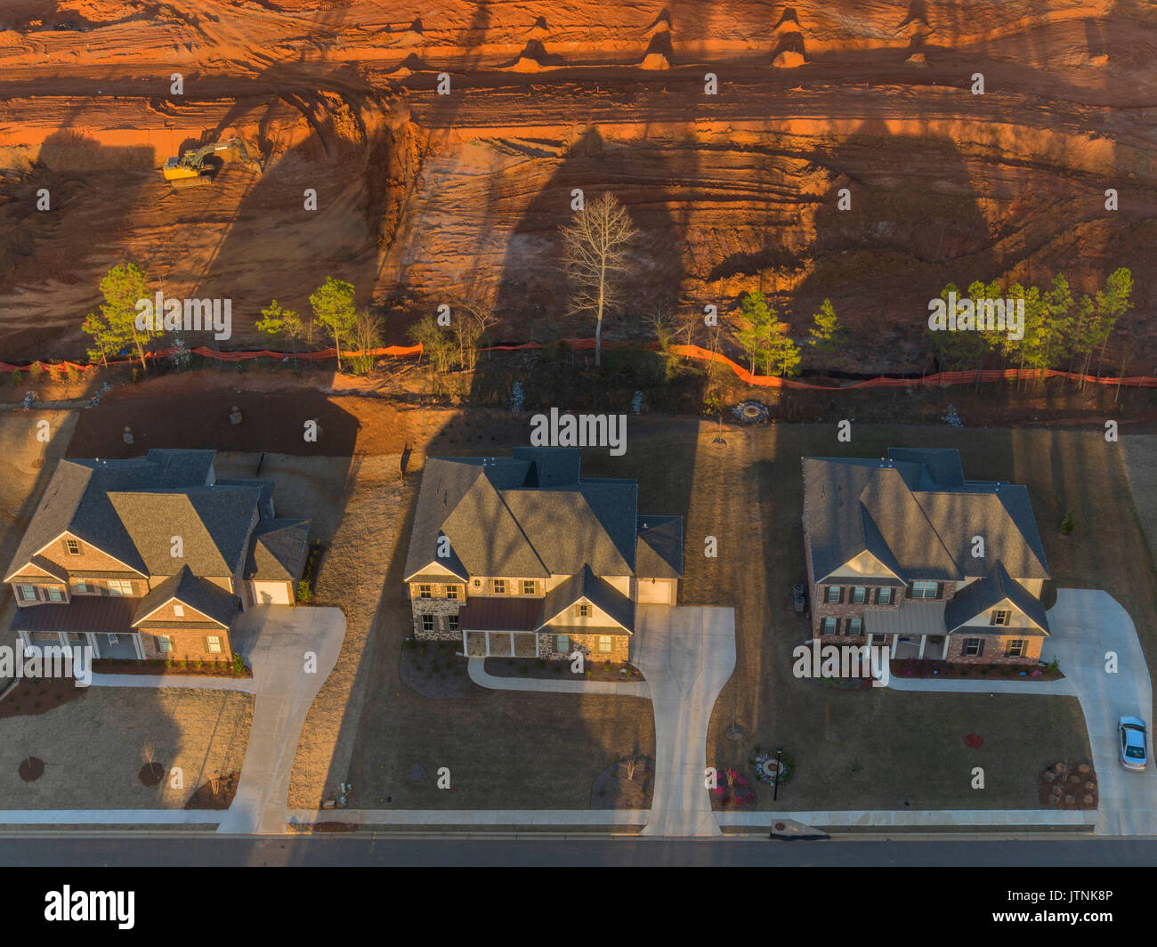 Nuovo alloggiamento residenziale, Snellville, Georgia. Fotografata da un drone. Foto Stock