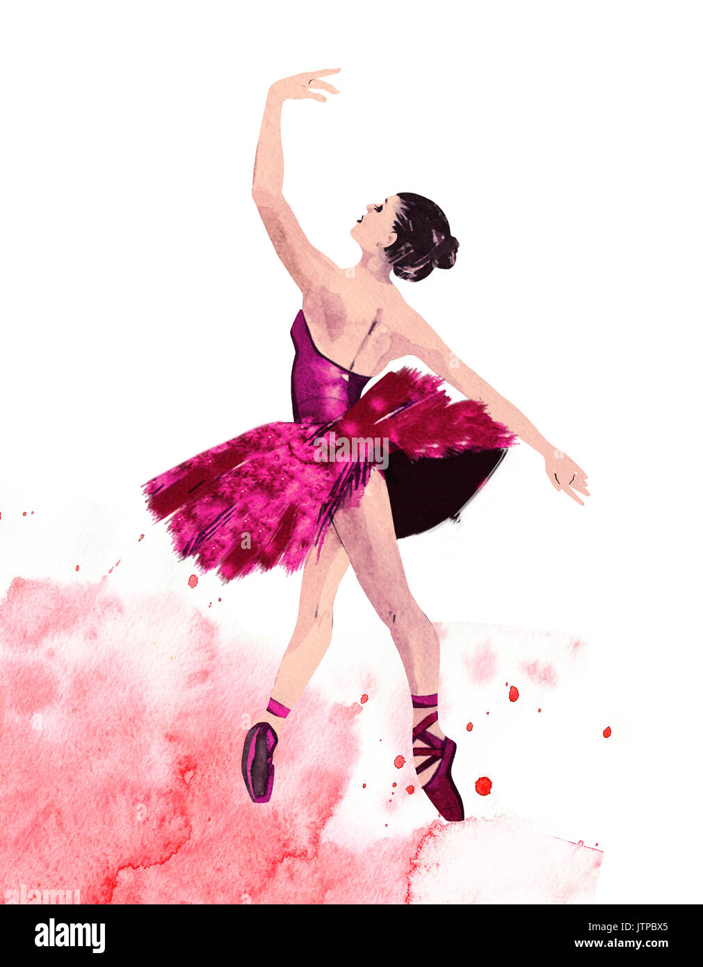 Ballerina acquarello dipinto a mano ballerina illustrazione Foto Stock