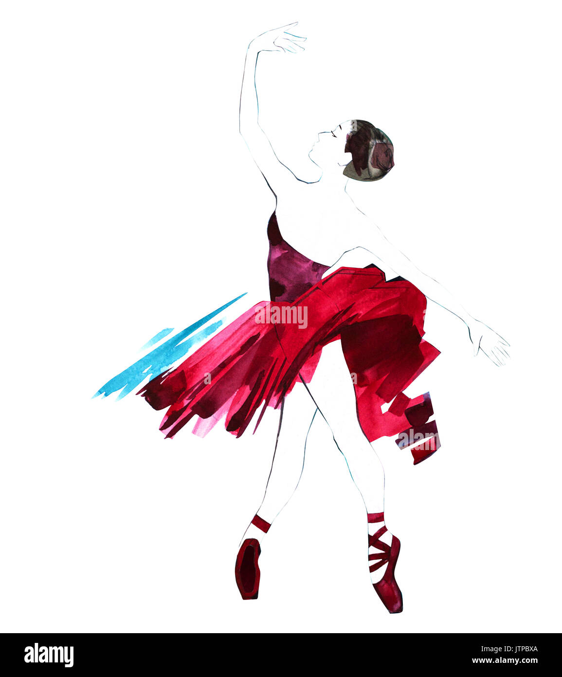 Ballerina acquarello dipinto a mano ballerina illustrazione Foto Stock