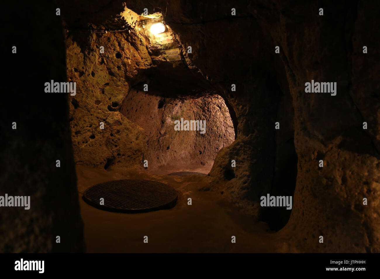 Ovaoren Città sotterranea in Cappadocia, Nevsehir, Turchia Foto Stock