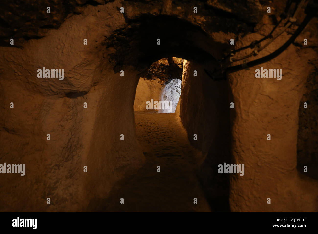 Ovaoren Città sotterranea in Cappadocia, Nevsehir, Turchia Foto Stock