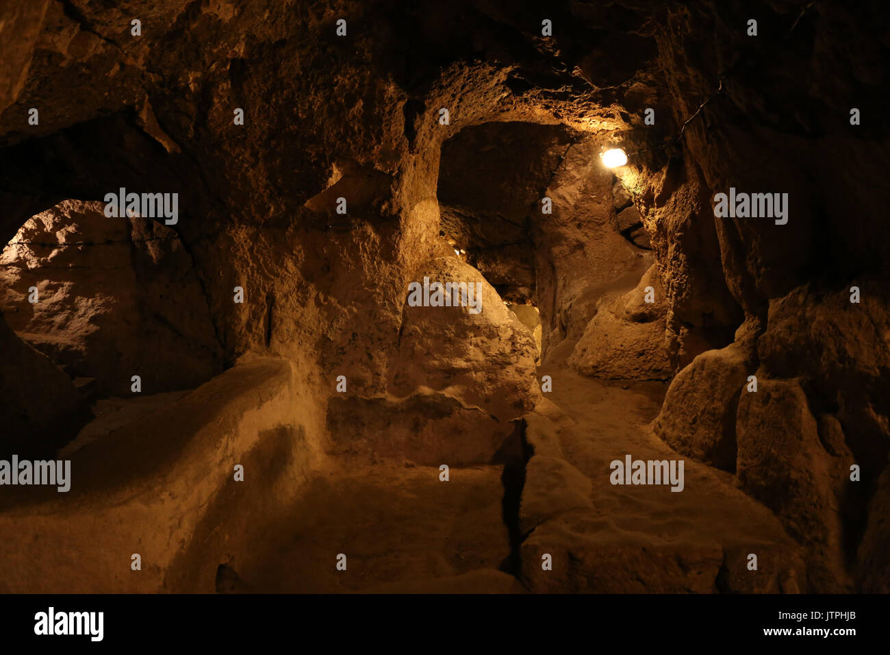 Ovaoren Città sotterranea in Cappadocia, Nevsehir, Turchia Foto Stock