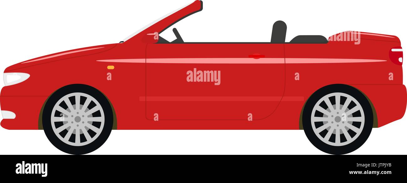 Illustrazione vettoriale di un cartoon auto rossa cabriolet Illustrazione Vettoriale