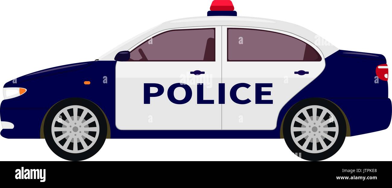 Illustrazione vettoriale di un cartoon auto della polizia. Illustrazione Vettoriale