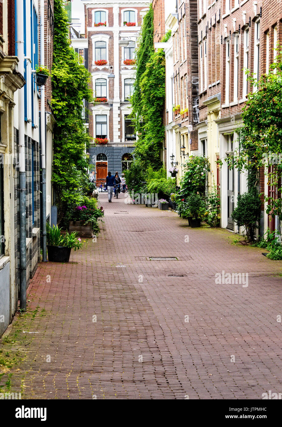 Amsterdam, Paesi Bassi - 13 Luglio 2017: stretti vicoli della città per raggiungere a piedi i pedoni in tutta la città di Amsterdam, Paesi Bassi città capitale. Foto Stock