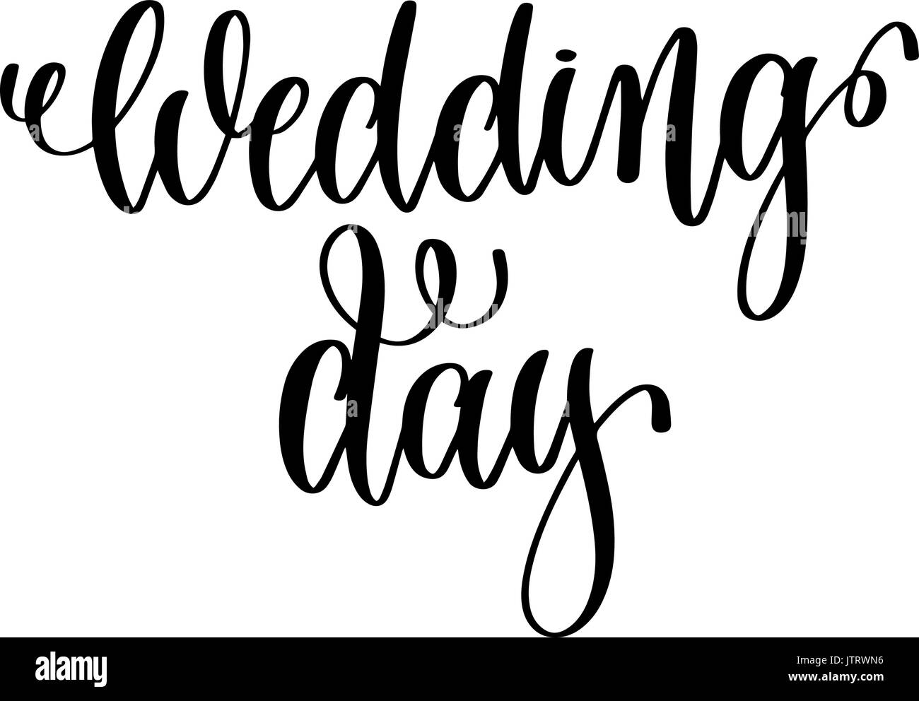 Giorno di nozze in bianco e nero inchiostro a mano scritte la frase Illustrazione Vettoriale