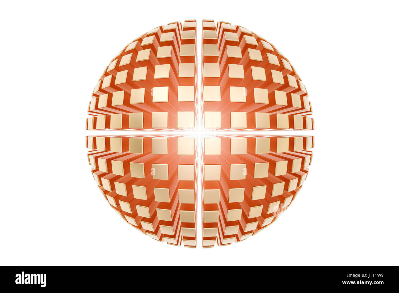 Abstract sfera dorata da molte parti, logo aziendale. Il rendering 3D Foto Stock