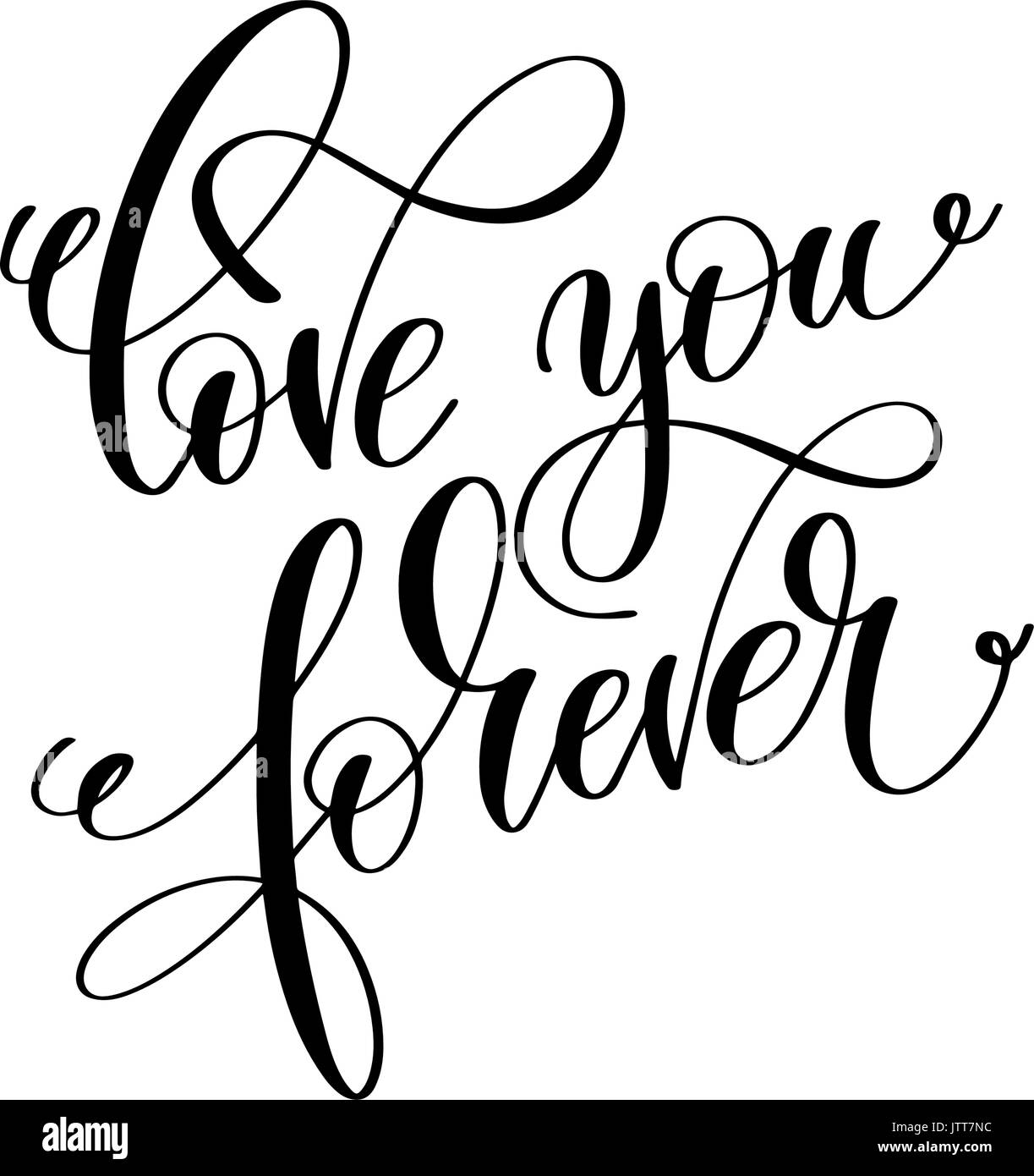 L amore è sempre in bianco e nero scritte a mano iscrizione a w Illustrazione Vettoriale