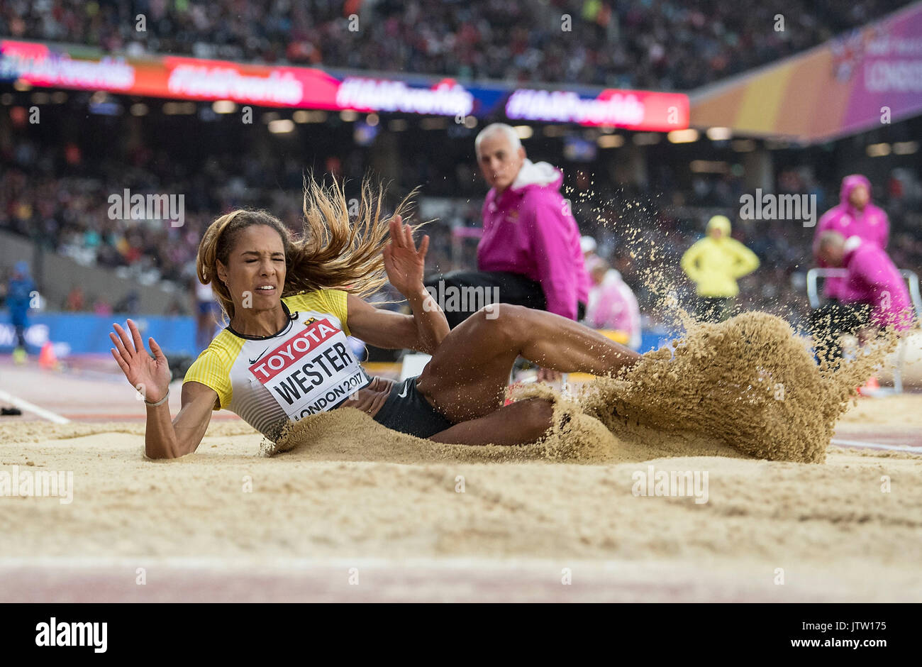 Londra, Grossbritannien. 09Aug, 2017. Alexandra WESTER, Deutschland, Aktion. Qualifikation Weitsprung der Frauen, am 09.08.2017 Leichtathletik Weltmeisterschaft 2017 a Londra/ Grossbritannien vom 04.08. - 13.08.2017. | Verwendung weltweit Credito: dpa/Alamy Live News Foto Stock