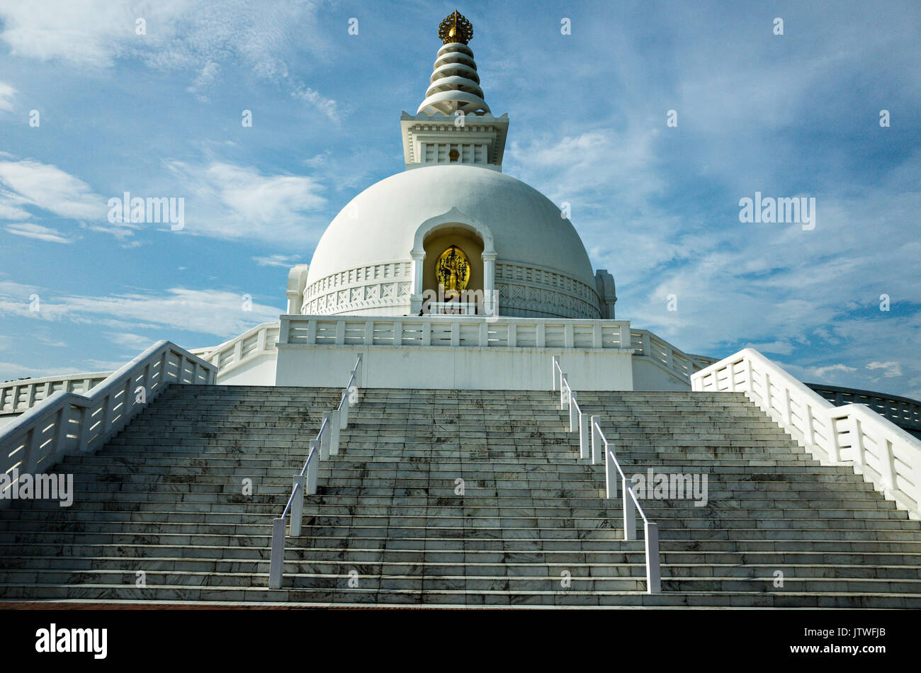 La pace mondiale Pagoda costruita dal Giappone, Lumbini, il Nepal Foto Stock