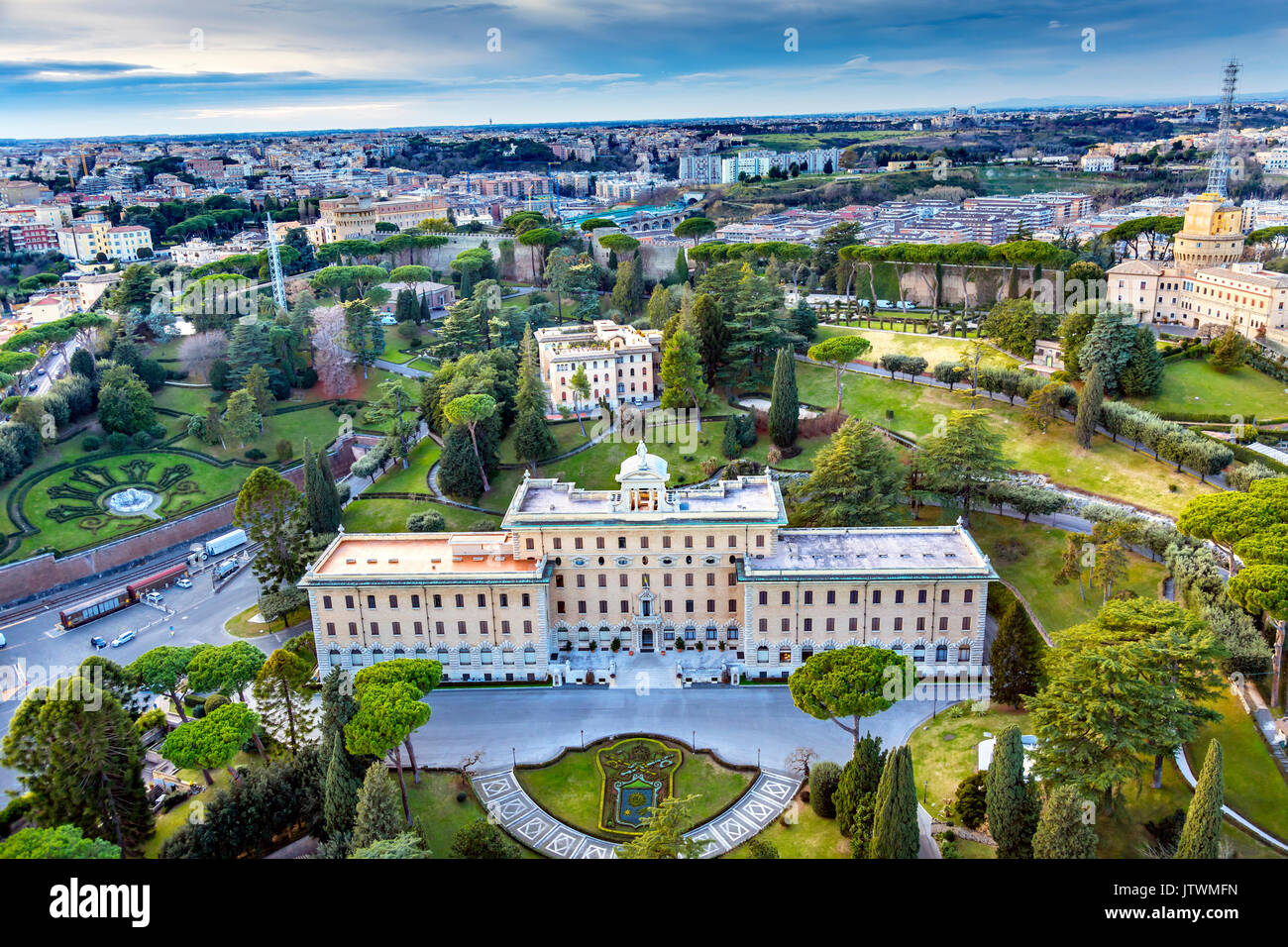 Amministrazione TV Hall Station Città del Vaticano Cityscape Roma Italia Foto Stock