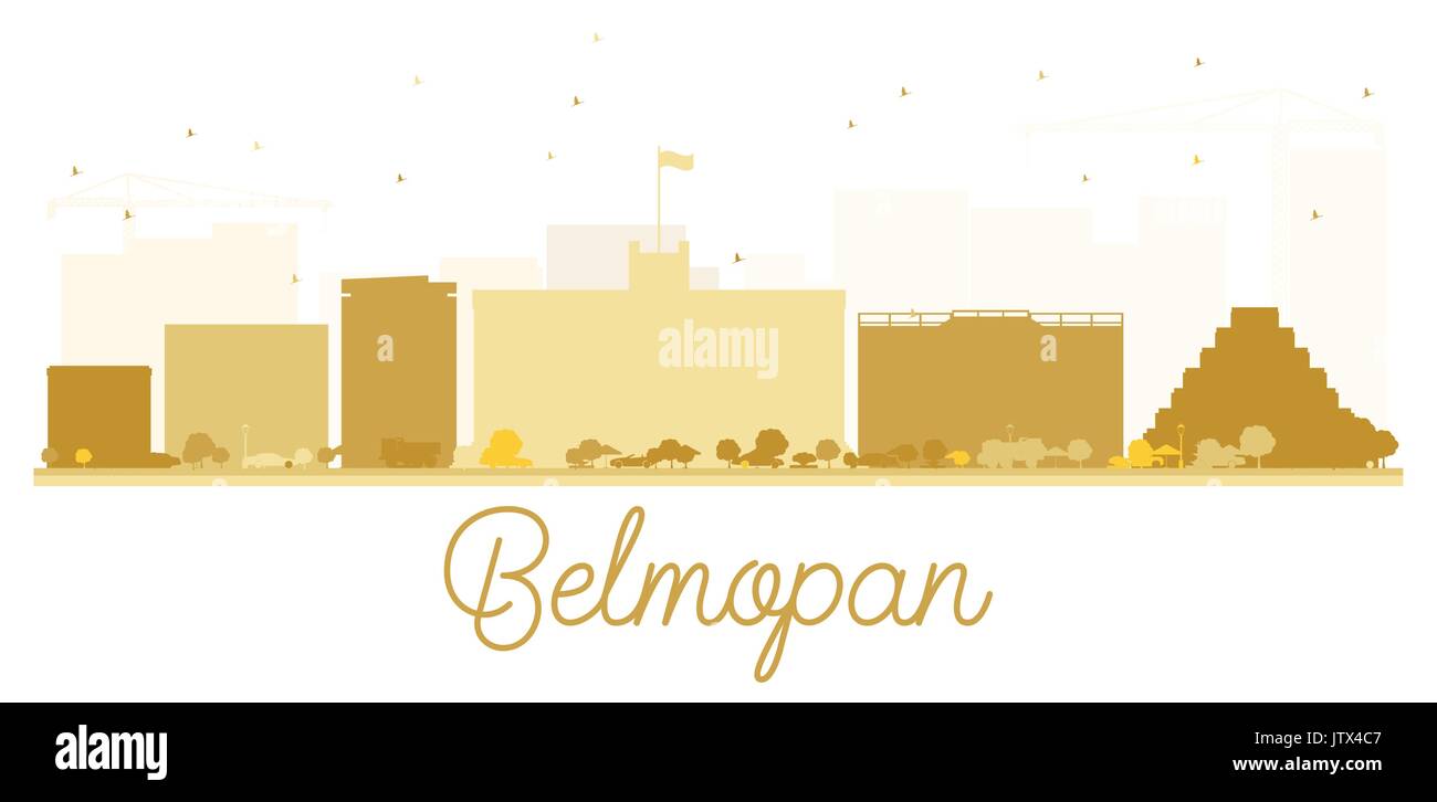 Belmopan skyline della città golden silhouette. illustrazione vettoriale. semplice piatto concetto per il turismo presentazione, banner, cartellone o sito web. cityscape Illustrazione Vettoriale