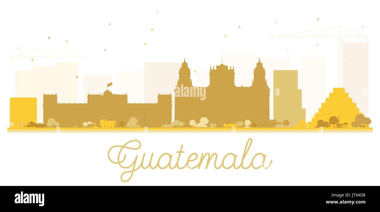 Città del Guatemala skyline golden silhouette. illustrazione vettoriale. semplice piatto concetto per il turismo presentazione, banner, cartellone o sito web. Illustrazione Vettoriale