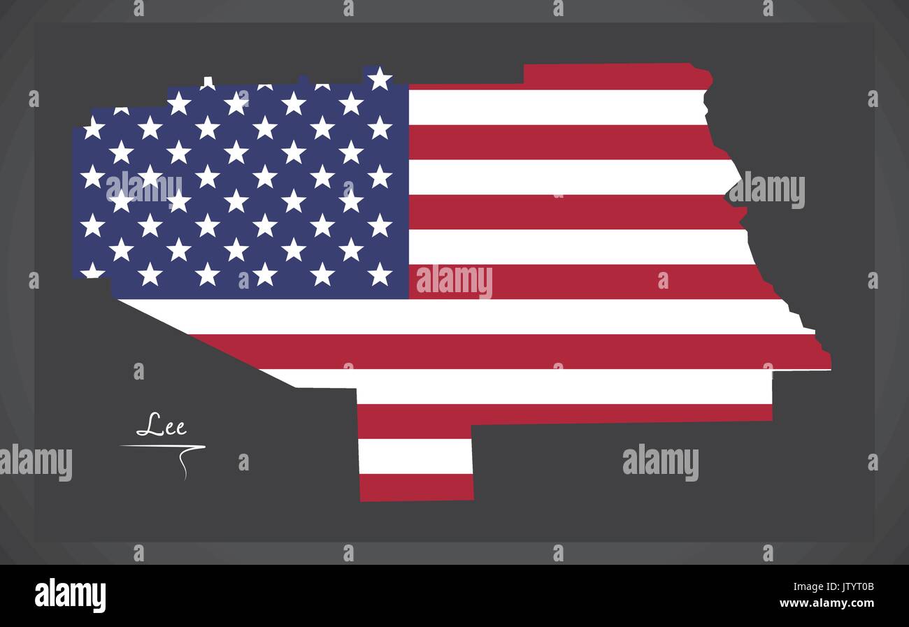 Lee county map di Alabama USA con American bandiera nazionale illustrazione Illustrazione Vettoriale