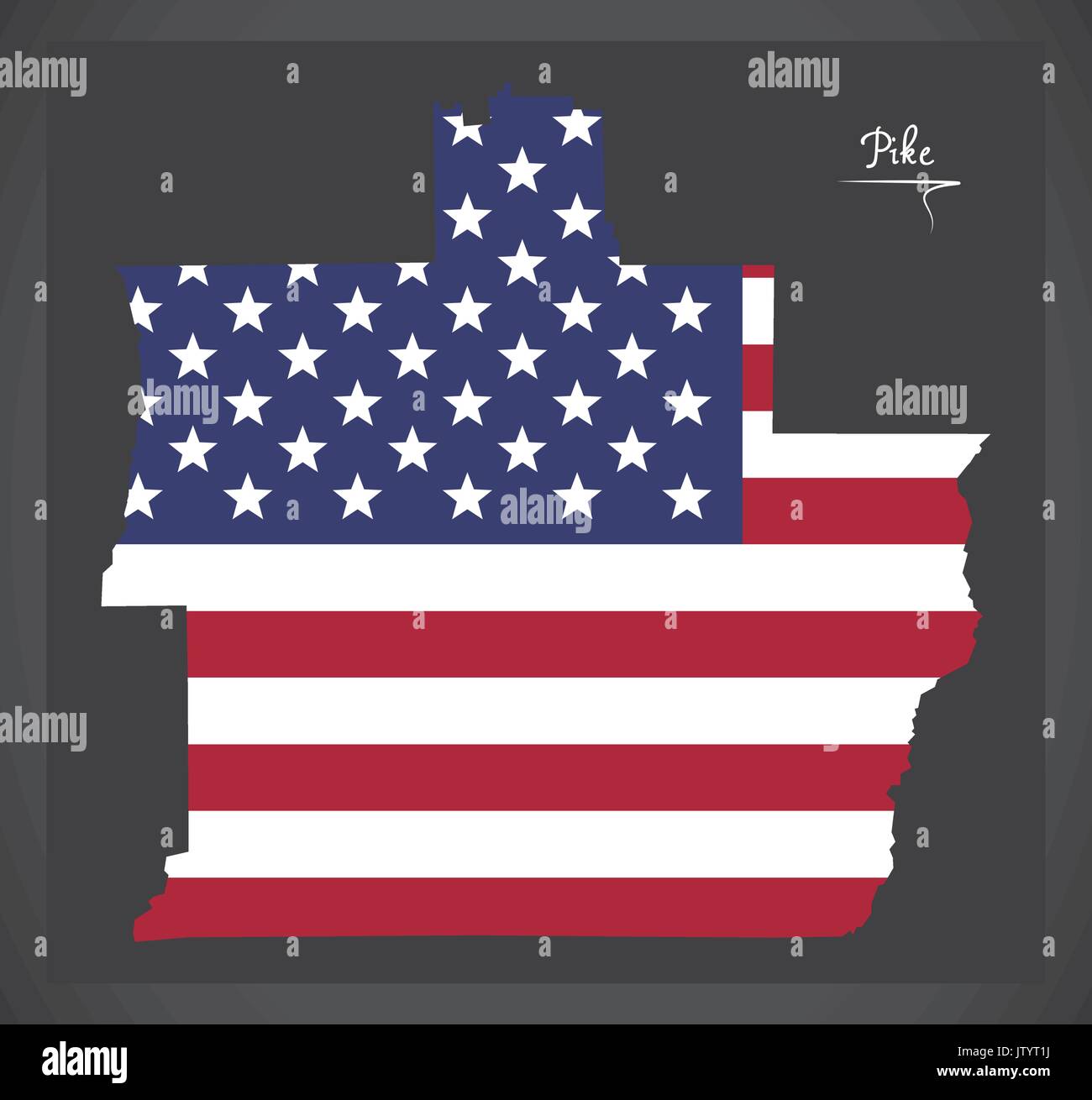 Pike county map di Alabama USA con American bandiera nazionale illustrazione Illustrazione Vettoriale
