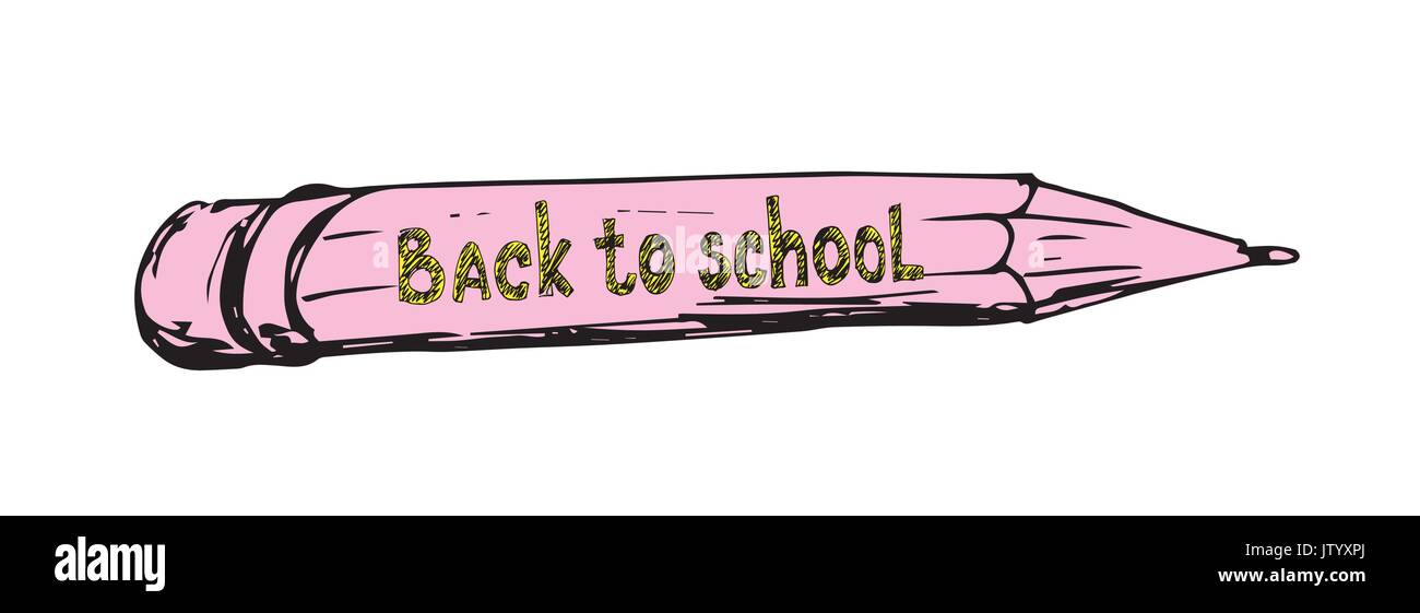 Disegno a mano una matita illustrazione vettoriale. Primo giorno di scuola. Si torna a scuola Illustrazione Vettoriale