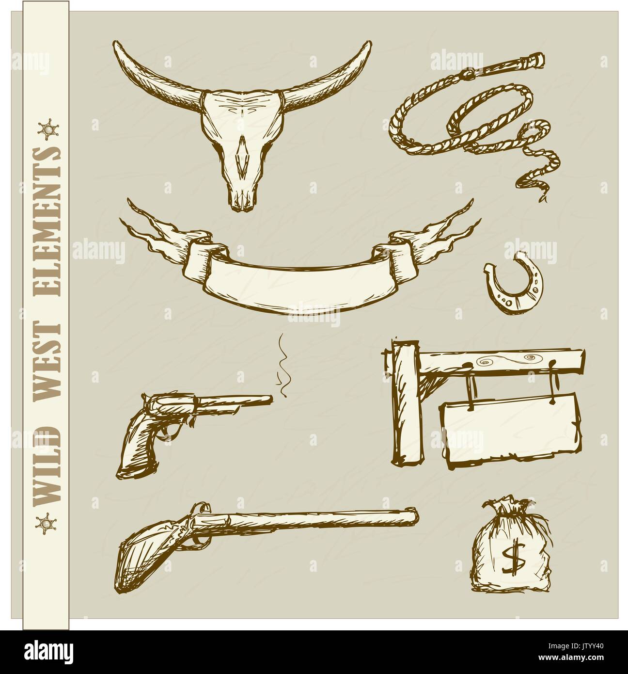 Wild West insieme Illustrazione Vettoriale