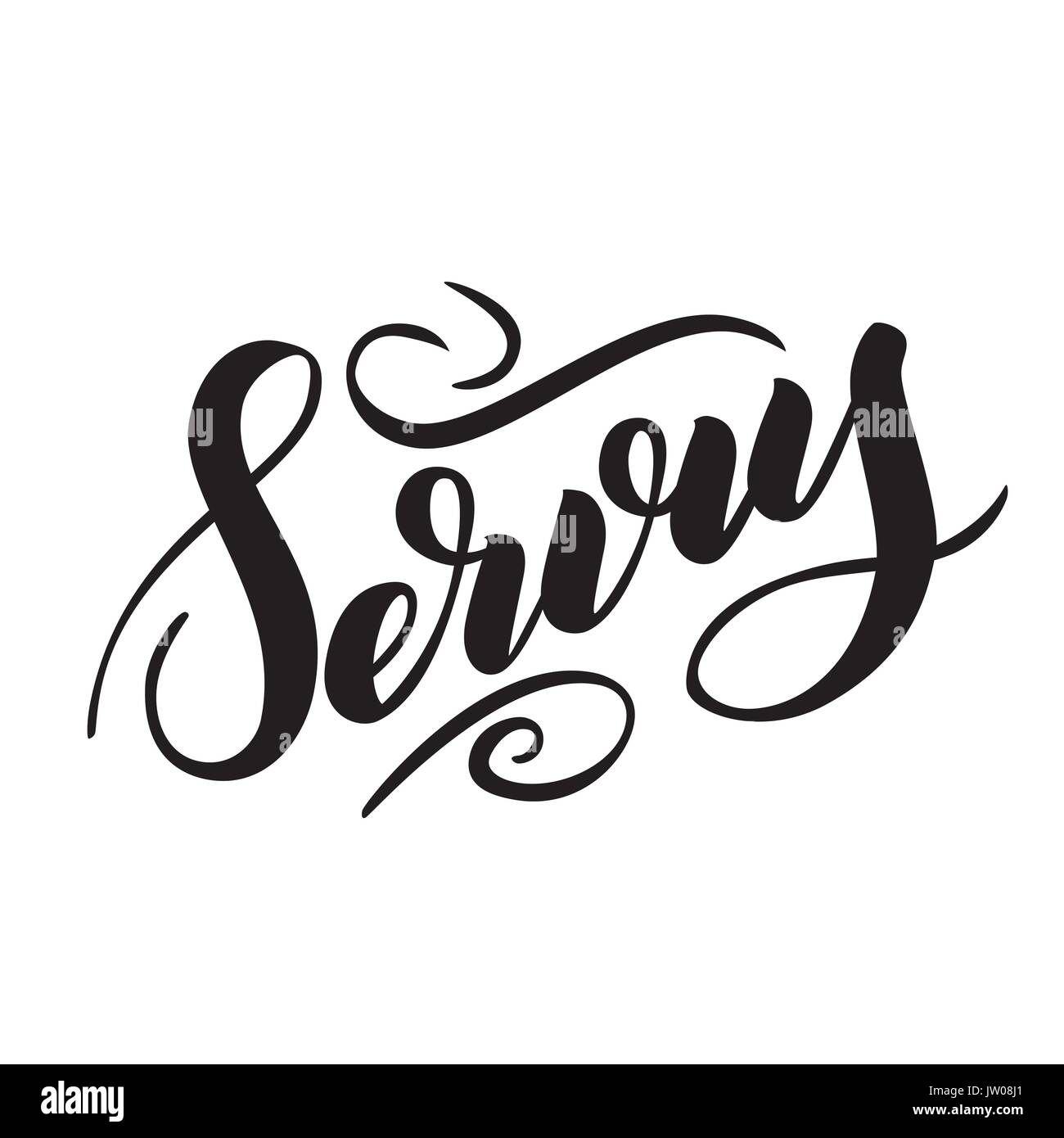 Servus. Tedesco tradizionale Oktoberfest bier festival con Servus bavarese. Vector disegnati a mano lettering brsh illustrazione isolato su bianco. Illustrazione Vettoriale