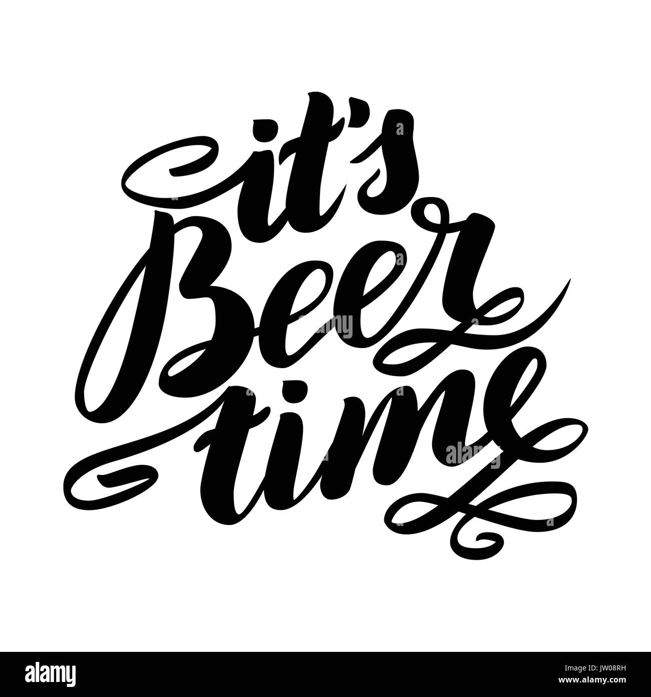È tempo di birra. Tedesco tradizionale Oktoberfest bier festival. Vector disegnati a mano lettering spazzola illustrazione isolato su bianco Illustrazione Vettoriale