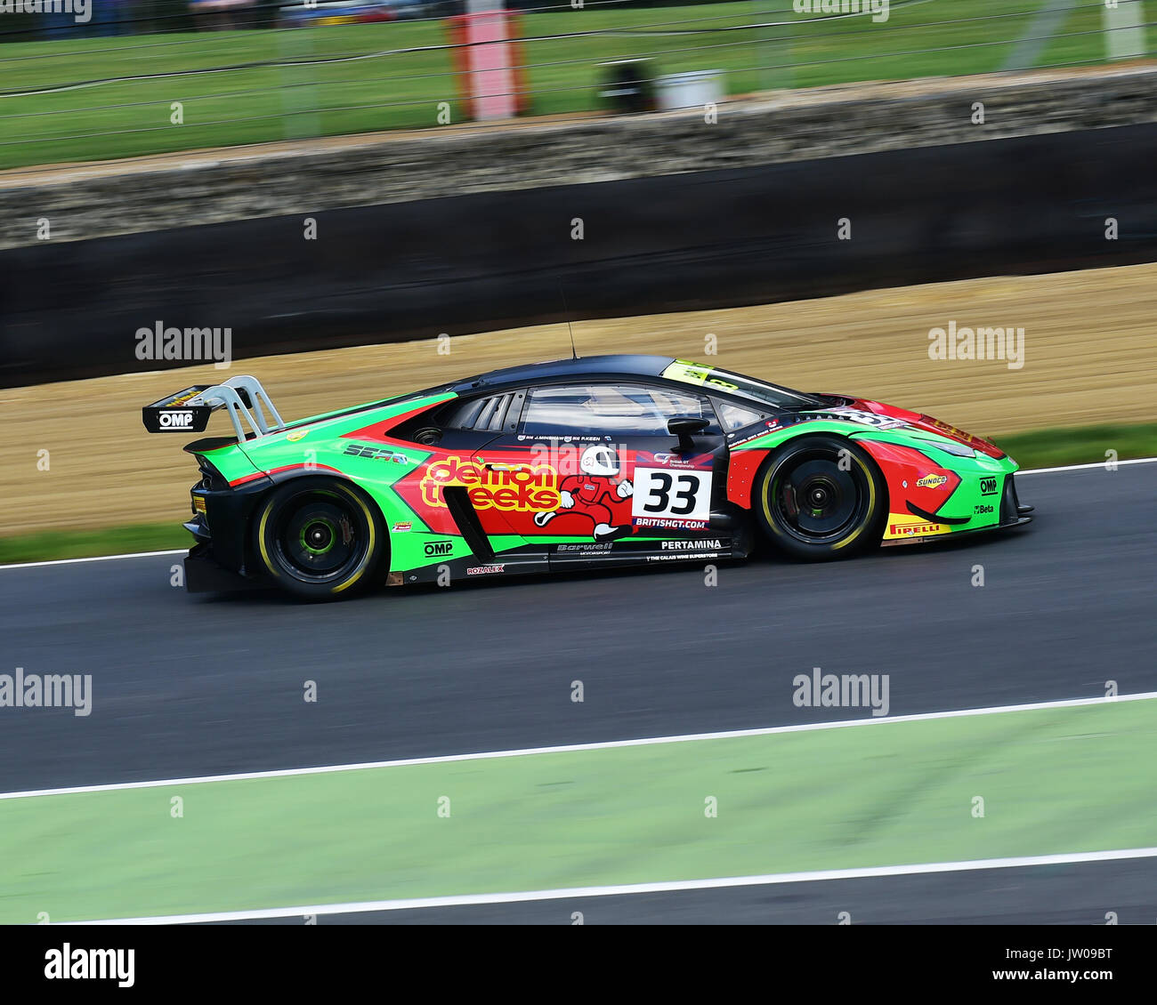 Jon Minshaw, Phil Keen, Lamborghini Huracan GT3, Campionato British GT, Brands Hatch, agosto 2017, Kent, Inghilterra, Pro/Am, GT3, GT4, racing cars, rac Foto Stock