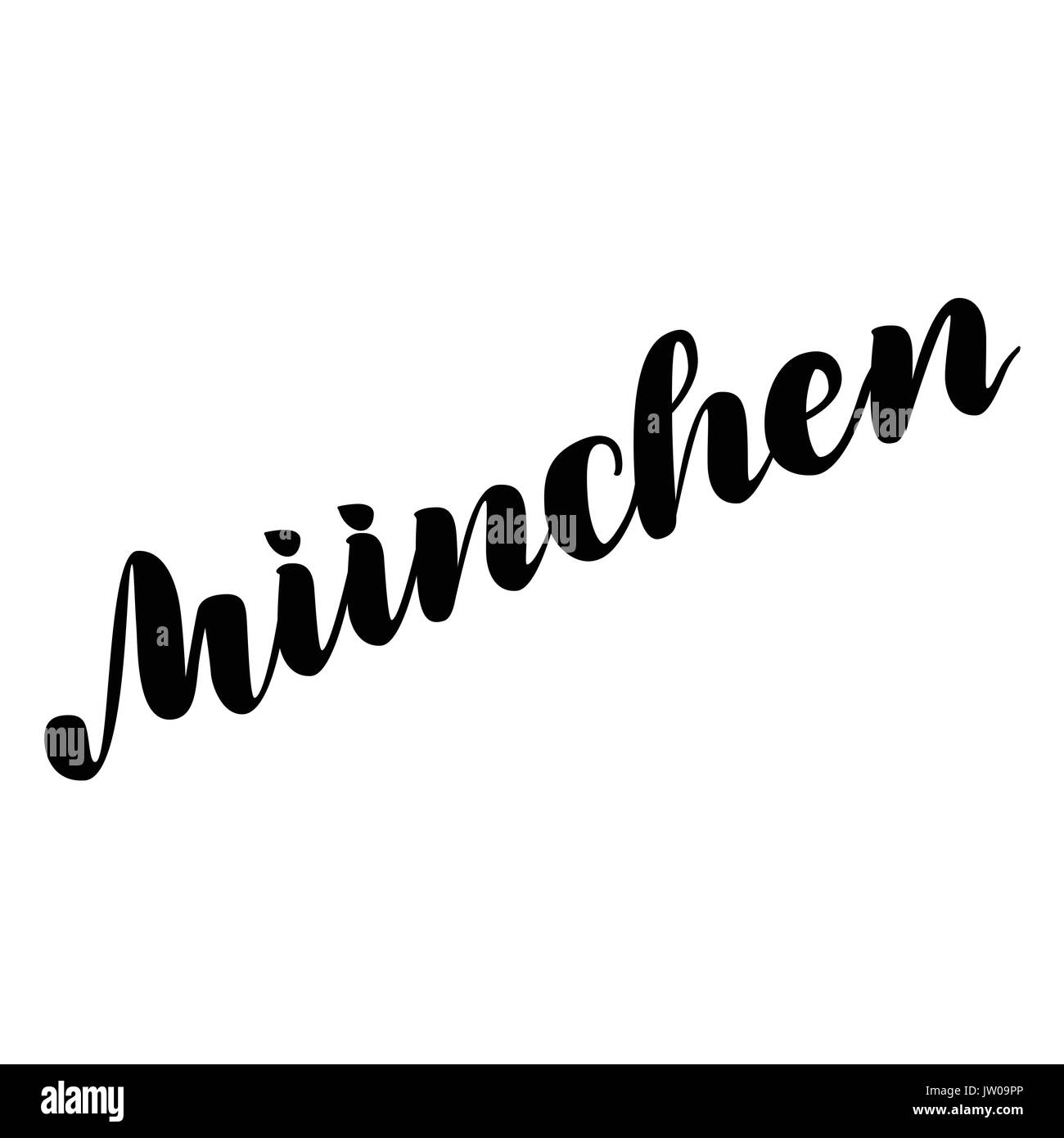 Muenchen disegnati a mano scritte. Vettore illustrazione lettering isolato su bianco. Per il modello tedesco tradizionale Oktoberfest bier festival Illustrazione Vettoriale