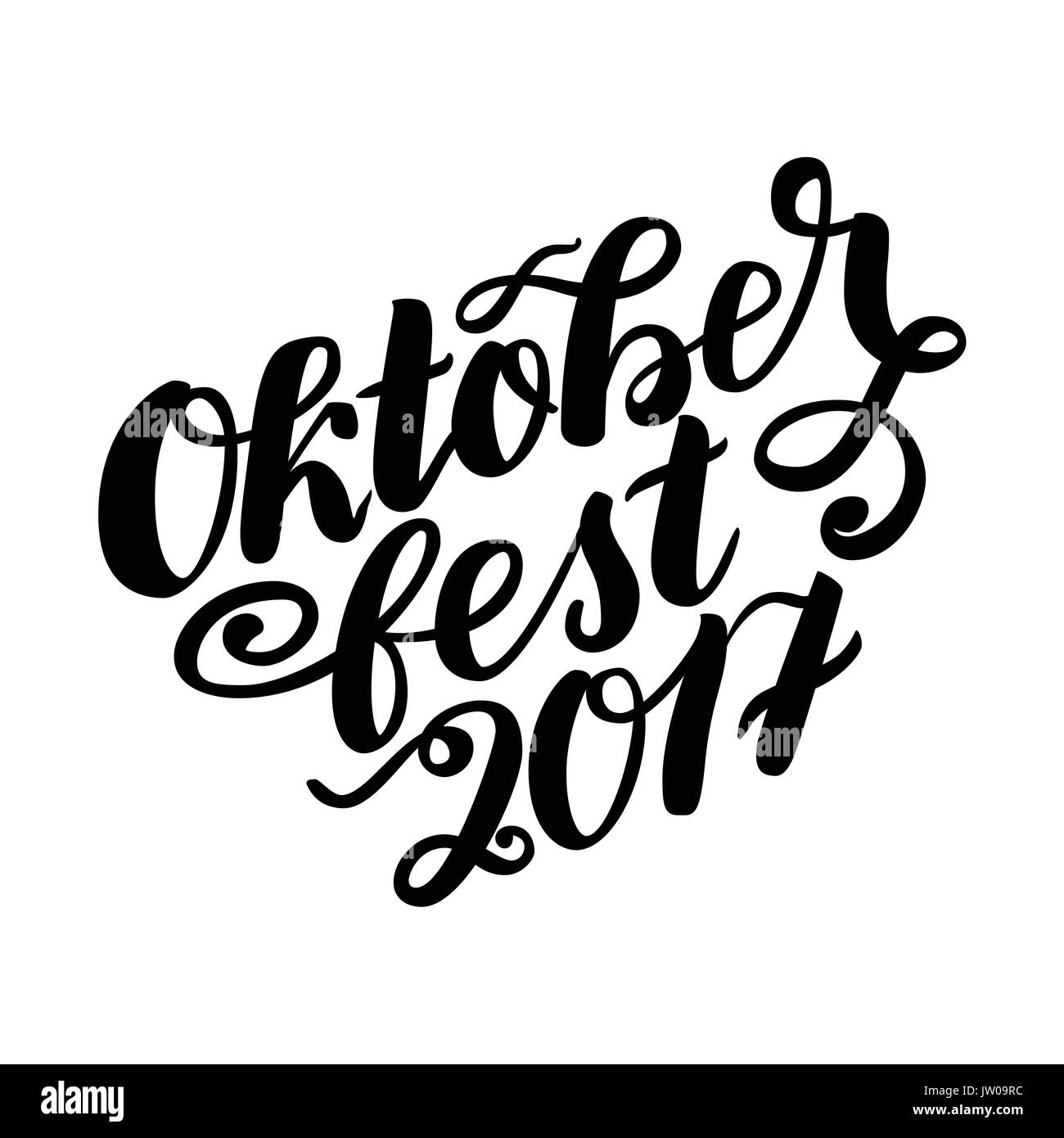 Oktoberfest 2017 disegnati a mano scritte. Vettore illustrazione lettering isolato su bianco. Per il modello tedesco tradizionale Oktoberfest bier festival. Illustrazione Vettoriale