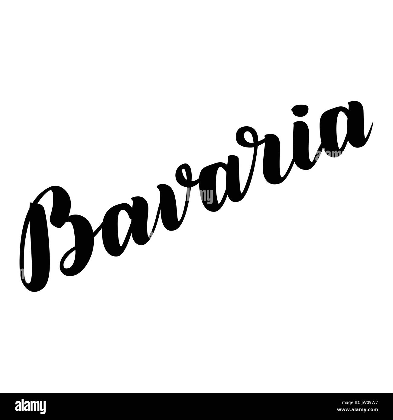 Bavaria disegnati a mano scritte. Vettore illustrazione lettering isolato su bianco. Per il modello tedesco tradizionale Oktoberfest bier festival Illustrazione Vettoriale